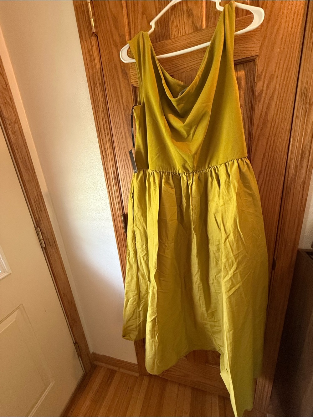 Eloquii Sleeveless Cowl Neck Dress in Mustard